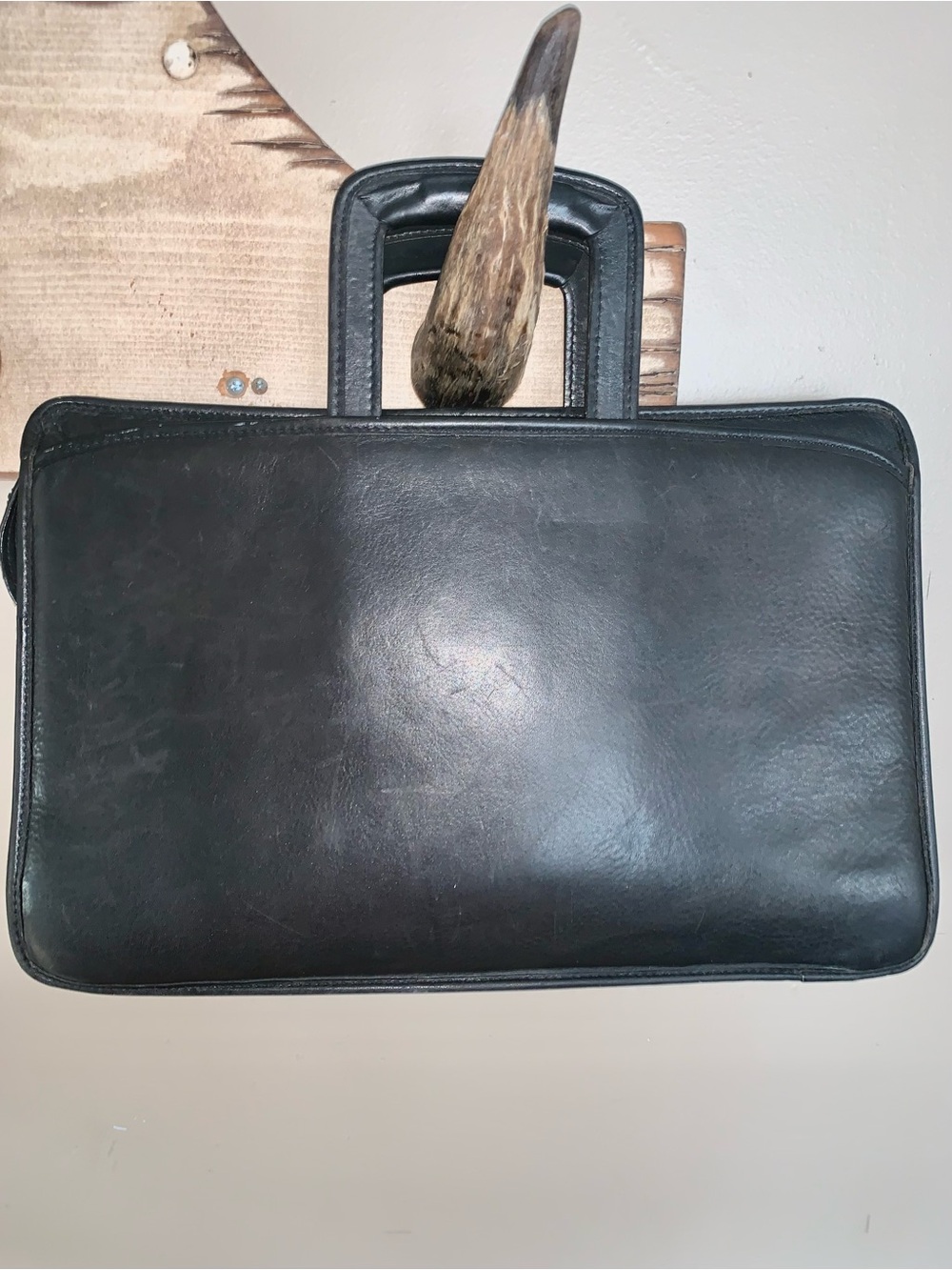Vintage Jack Georges Black Leather Briefcase / Portfolio Bag w/ Key